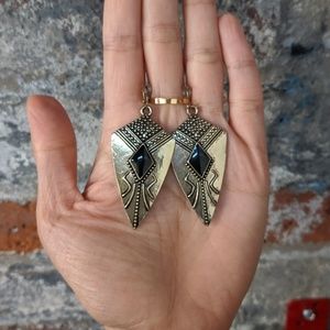 Tribal Black & Gold Statement Earrings